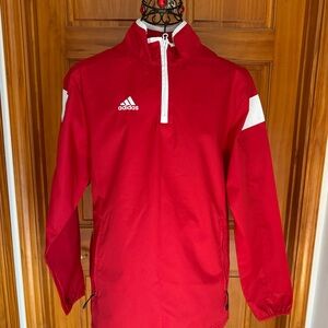 Adidas Shockwave Woven Quarter Zip Climaproof Jacket, Red/White,Extra Small